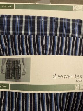 2008 Merona Men's Woven Boxers 2-Pack Size Large L 36-38 Deadstock.